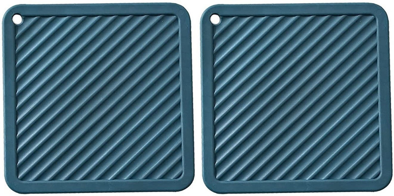 pepplo Pvc Coster C-C Square_Blue_2,Pack of 2 Silicone Trivet(Pack of 2)