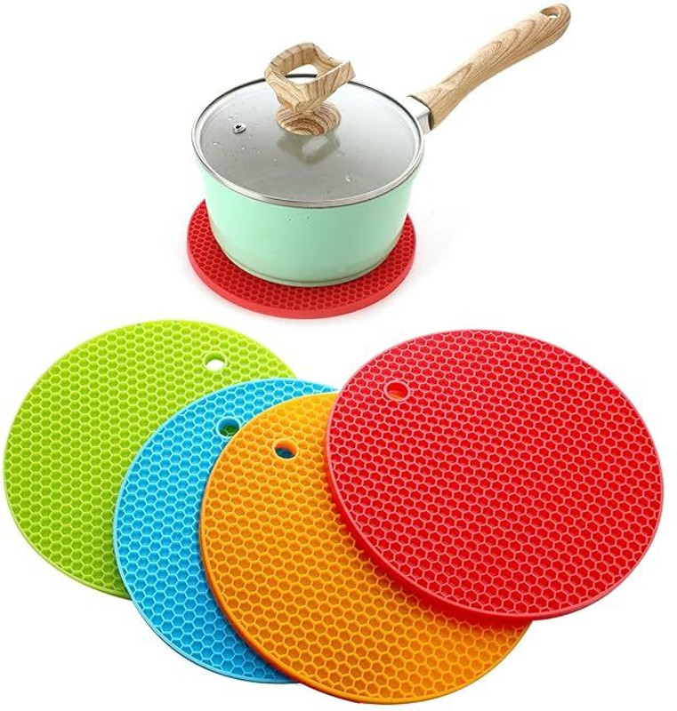 balerion Silicon Round Hot Mat for Kitchen and Dining Plate Stand Trivets Mat SILICONE Trivet(Pack of 4)