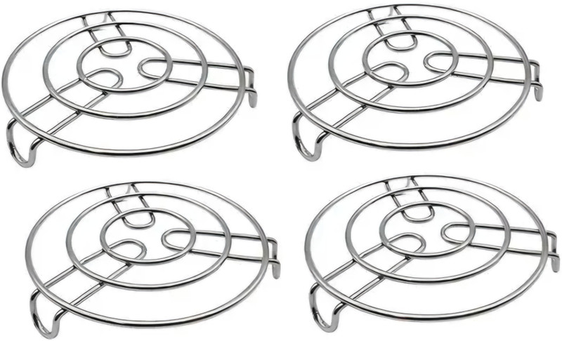 TRIDENTT Stainless Steel Trivet Stands for Hot Utensils Hot Pot Stand PACK OF 4 CHROME Trivet(Pack of 4)