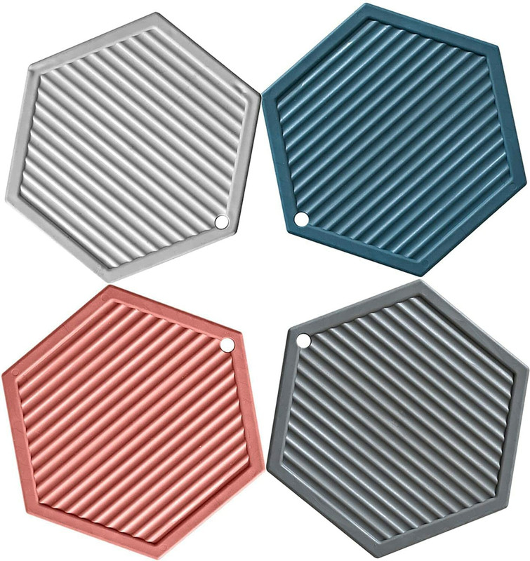 pepplo Pvc Coaster C-D Hexagone-Multi_2,Pack of 2 Silicone Trivet(Pack of 2)