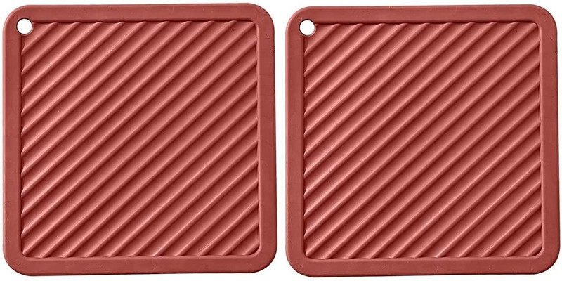 pepplo Pvc Coster C-C Square_Red_2,Pack of 2 Silicone Trivet(Pack of 2)