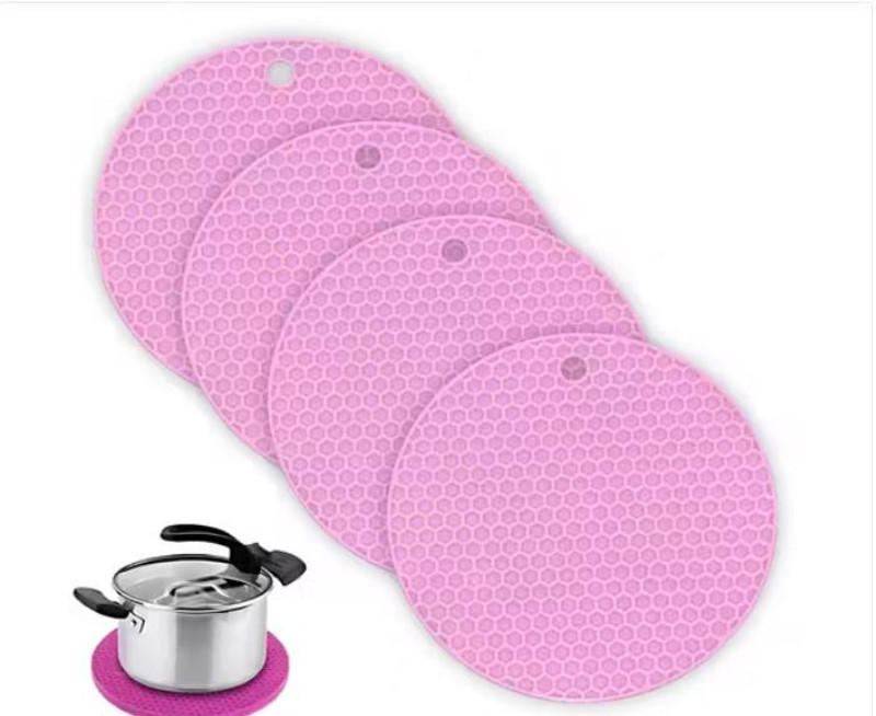 DEAGAN Silica Gel Anti Hot Heat Resistant Round Pot Holder Disc Pads Fabric Trivet(Pack of 1)