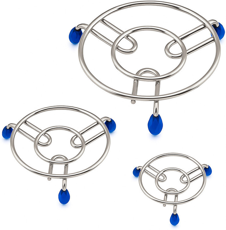 LOOCI ROUND TRIVETS 3 PIS SET CHROME Trivet(Pack of 3)