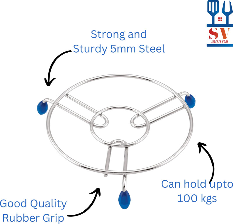 SV Kitchenware Hot pot stand for Kitchen | cooker stand | 5 MM Steel Trivet |kitchen round tray Stainless Steel Trivet(Pack of 1)