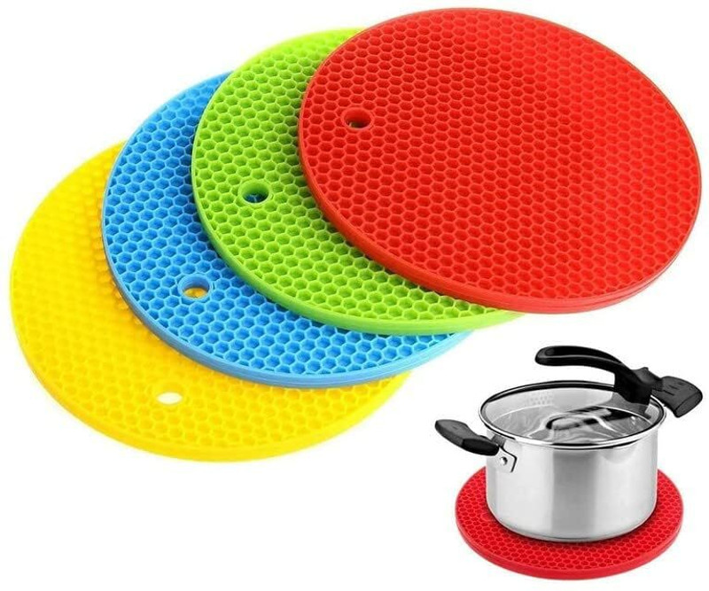 mshine Multi-Purpose Silicone Trivet Mats – Round Pot Holder | Hot Mat | Heat Resistant | Non-Slip | Dishwasher Safe | Durable & Flexible Trivet(Pack of 1)