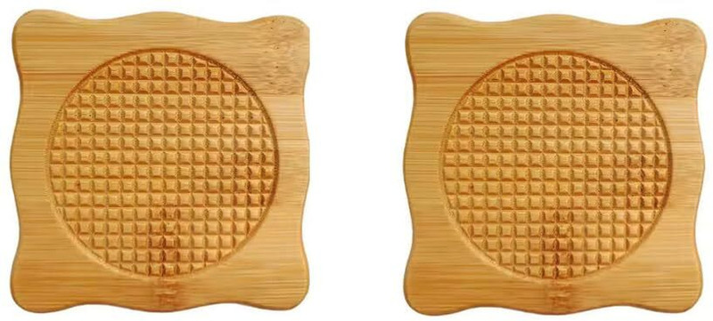 Calldrishe Eco-Friendly Bamboo Wooden Coasters for Home Pan Pot Holder for Dining Table Trivet(Pack of 2)