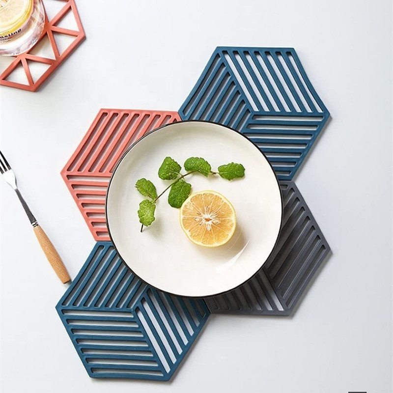 TP INCORP Hexagon Heat Resistant Dish Mats, Place-mats, and Drink Coasters,HOT MAT MATTE Trivet(Pack of 4)