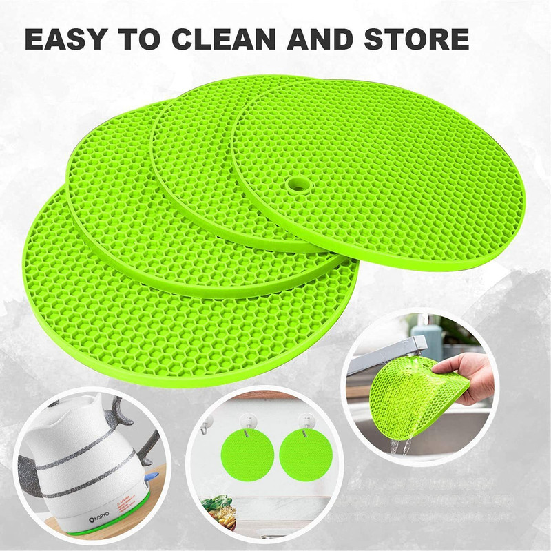 PARAMDHYEY Multipurpose Silicone Hot Mat and Trivets for Kitchen, Dining, Heat Resistant mat finish Trivet(Pack of 3)