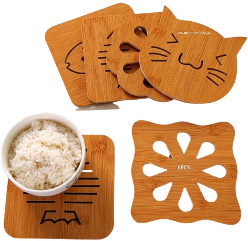 LAKSHMINARAYAN SALES 6pcs Wooden Coasters Tea Coffee Coaster Placemat for Dining Table Decor Wooden Coasters Trivet(Pack of 1)