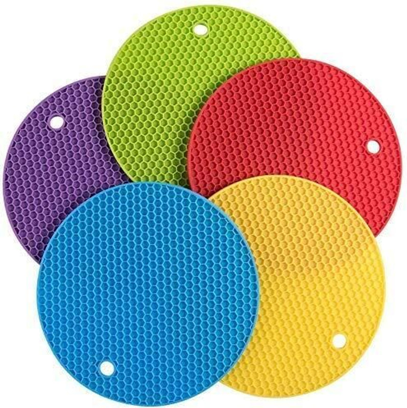 Neel Fashion 5pcs Extra Thick Silicone Trivet Mat, Hot Pads Non-Slip Silicone Insulation Silicone Trivet(Pack of 1)