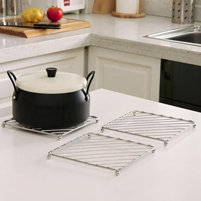VINAYOM Steel Hot Pot Trivet Stand Heatproof Non Slip Countertop Gas Stove Kitchen Tool MATESHINE Trivet(Pack of 2)