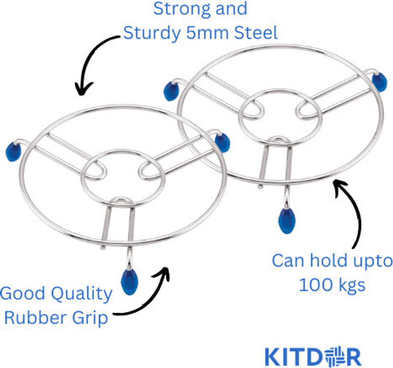 Kitdor Hot Pot stand for Kitchen | steel cooker stand | Dining table steel stand Steel Trivet(Pack of 4)