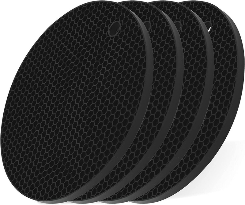 Vibecraft Black Trivet – Heat Resistant Non-Slip Pot & Pan Stand Matt Trivet(Pack of 3)