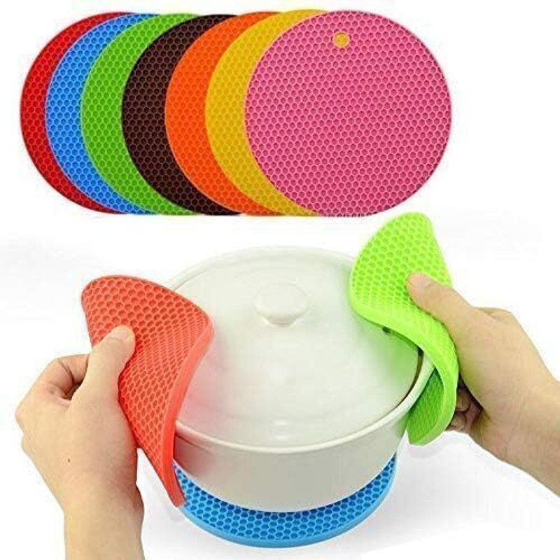 PARAMDHYEY Heat Resistant Antislip Place Mat for Home Use Policed Trivet(Pack of 4)