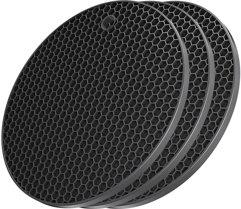 HASTHIP Silicone Trivet Mats for Hot Utensils and Dining Table Use Matte Trivet(Pack of 3)