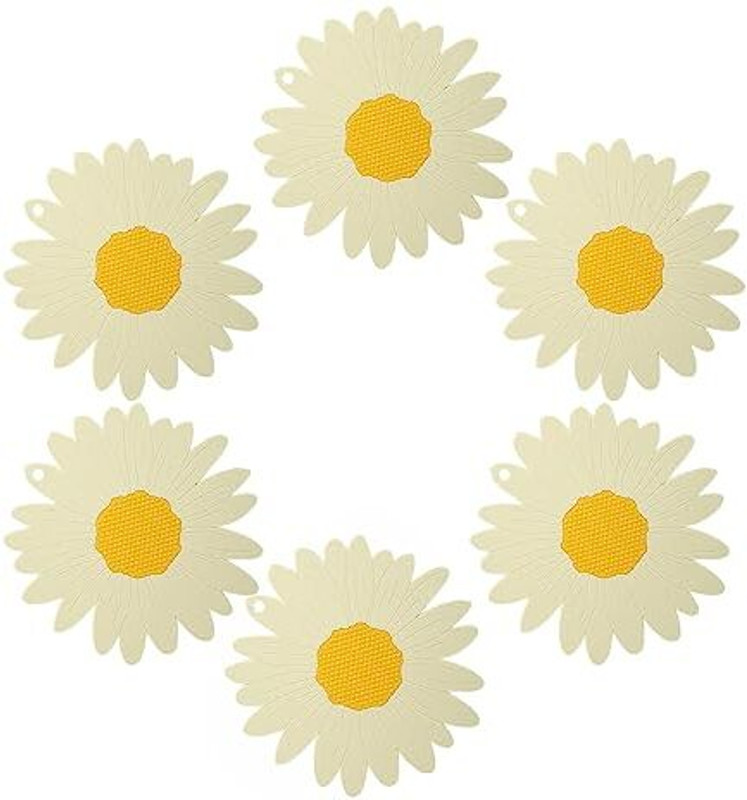 Besillia Sunflower Silicone Coaster-Non Slip Insulated Silicone mats for Kitchen use 14Cm Washable & Reusable Coaster for Kitchen, Dining Table, Offfice Desk, Yellow Colour Trivet(Pack of 6)