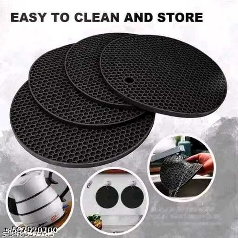 Krishik Premium Heat Resistant Silicone Kitchen Mat Glossy Trivet(Pack of 1)