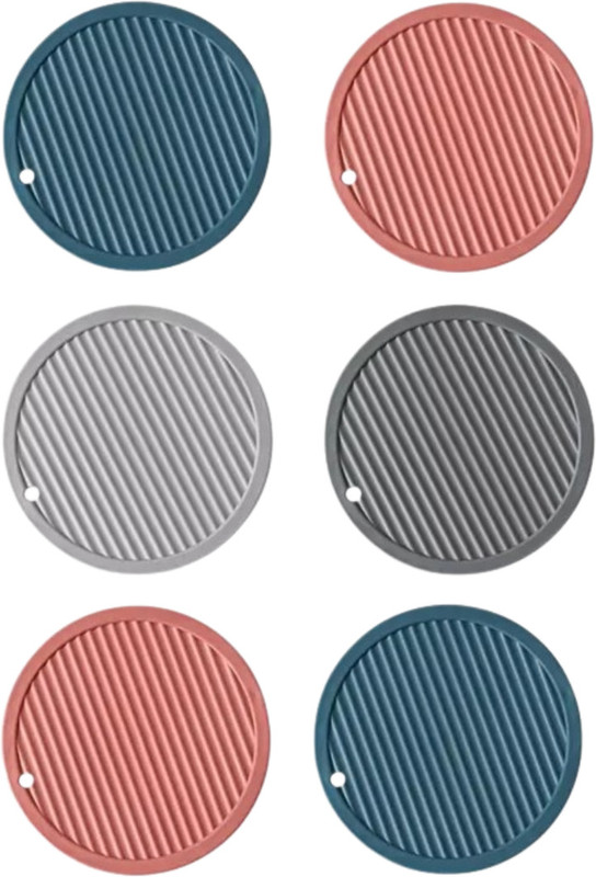 Naidev Cup Insulation Mat, Pad for Hot & Cold Pot Pan Bowl, Flexible PVC Coaster Trivet(Pack of 6)