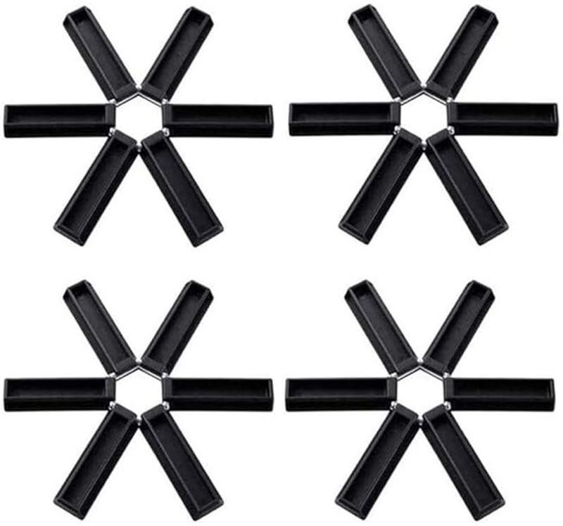 ONE PURCHASE Creative Folding Heat Insulation Kitchen Folding Insulated Pad for Hot Pots Non Slip Trivet(Pack of 4)