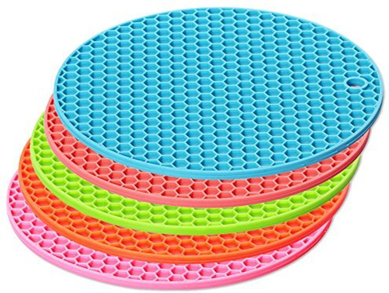 9Up Silicone Trivets Mat Round Bowl Pads Non-slip Multipurpose Hot Pads Pot Holders Mat Finish Heat Resistant Trivets for Hot Dishes Trivet(Pack of 4)