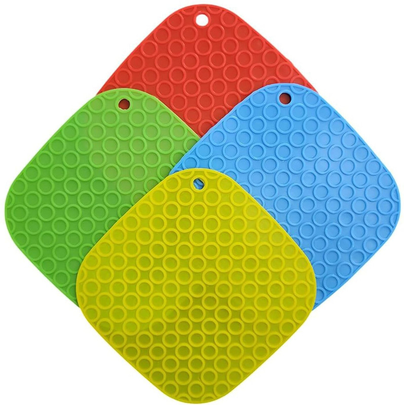 P & P KITCHEN Silicone Square Trivet Mat Set Heat Resistant Trivet(Pack of 4)