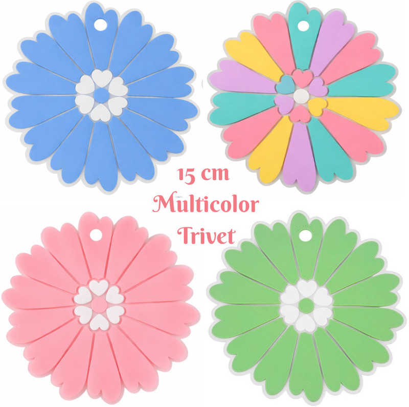 KASHTGO Silicone Sunflower Trivet(15cm)(multicolor) – Heat Resistant Non-Slip Hot Pad Sunflower Floral Design Trivet(Pack of 4)