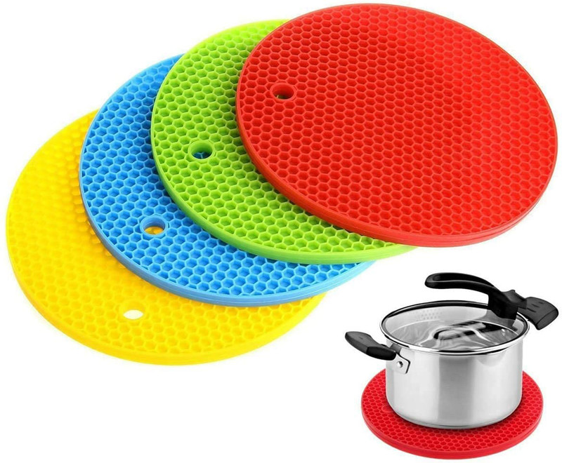 rumihub Silicone Multi-Purpose Heat Resistant Mats | Trivet Silicone Trivet(Pack of 4)