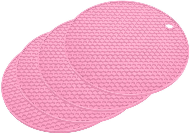 Yuvi Marketing Silicone Trivet Mat Heat Resistant Non-Slip Hot Pad Pink Matte Trivet(Pack of 4)