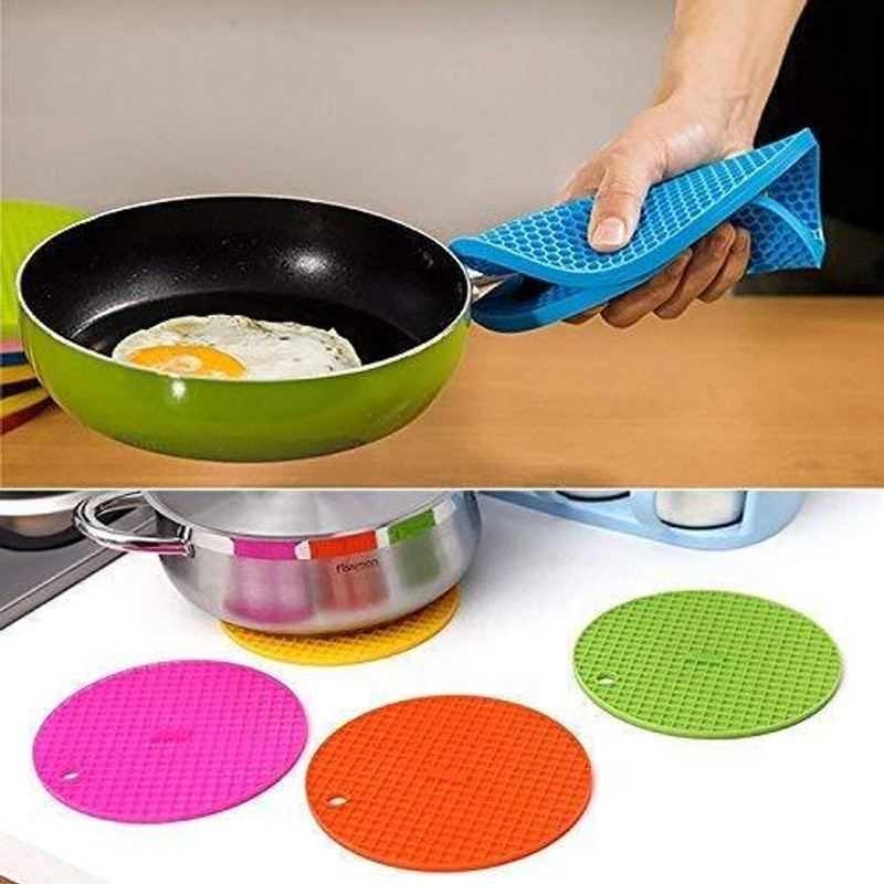 balerion Round Silicone MultiPurpose Trivets nats for Hot pot Holders Silicone Trivet(Pack of 4)