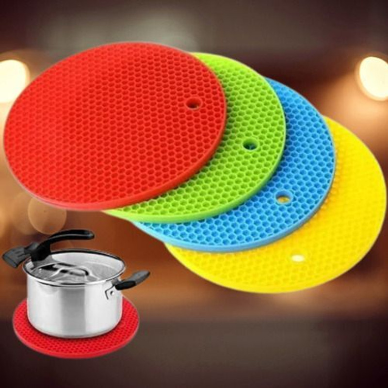 DEALHUB Round Silicone Trivets Mats for Hot Pots and Pans, Silicone Pot Holders Multi Trivet(Pack of 4)
