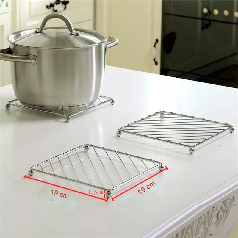 anjil Stainless Steel Kitchen Hot Mat/ Utensil Stand/for dining table/Pot Stand/ Crome Plating Trivet(Pack of 3)