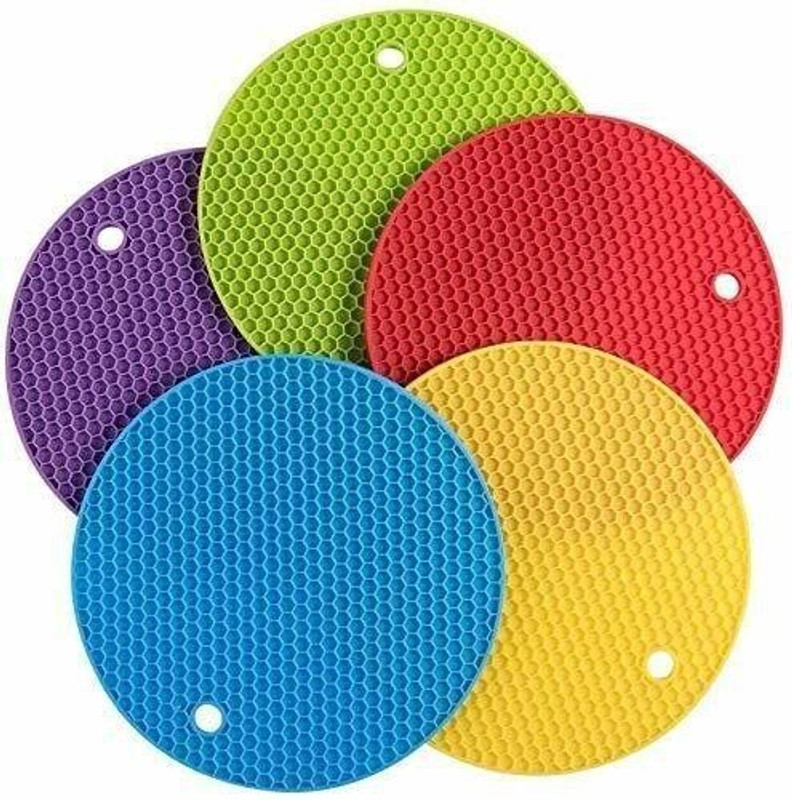 PARAMDHYEY Anti Slip Hot Pads Silicone Heat Resistant Coasters Policed Trivet(Pack of 4)