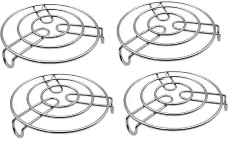 Nandani Stainless Steel Heat Resistant Hot Pan/Pot Stand Mat Pack of 3 Silver Trivet(Pack of 3)