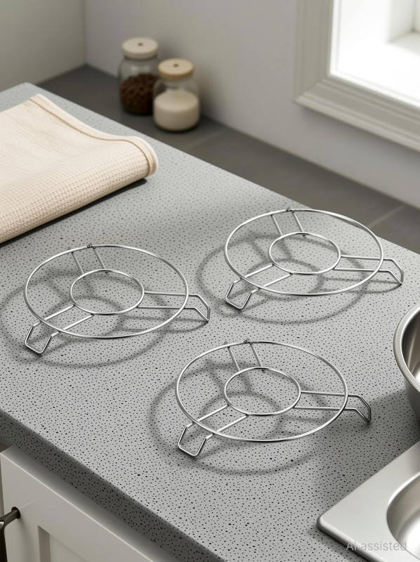 JISUN Trivet Stand / Trivet for Oven and Microwave / Garam Bartan Stand Polished Trivet(Pack of 3)