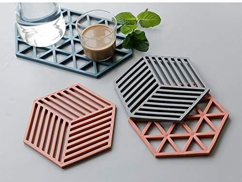 DEALHUB 4-Pack Silicone Trivet Mats – Heat-Resistant Hexa Trivet(Pack of 4)