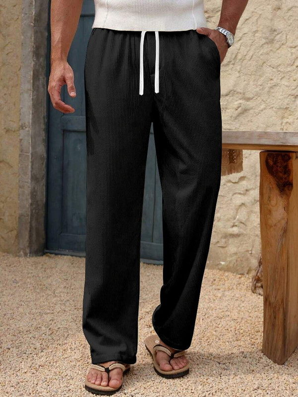 COMBRAIDED Loose Fit Men Black Trousers