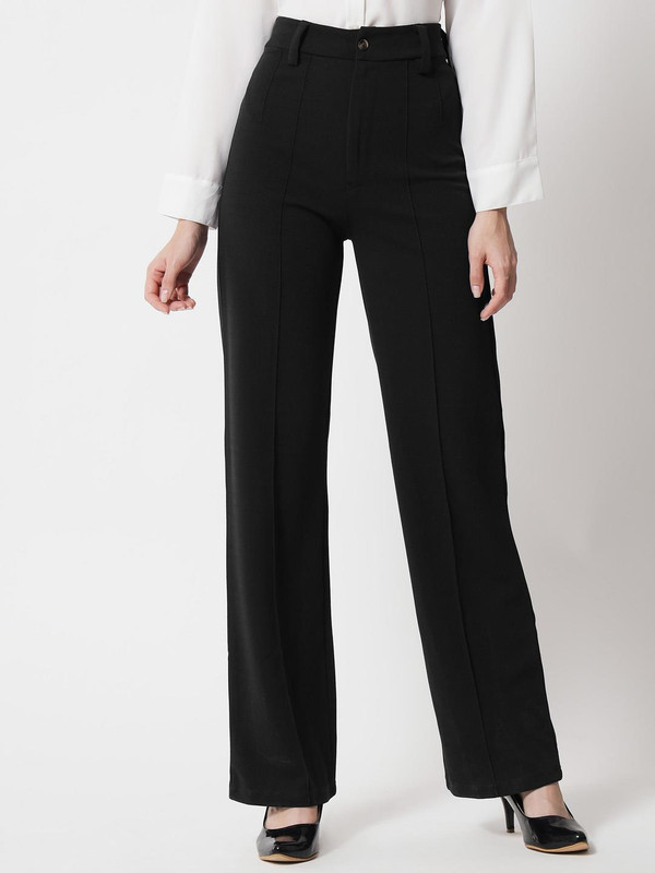 KOTTY Regular Fit Women Black Trousers
