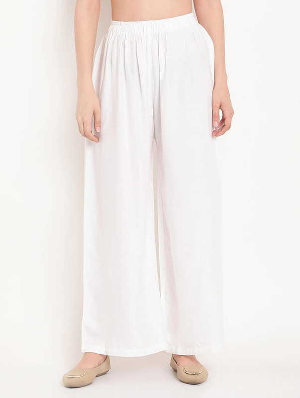 Zayanqa Flared Women White Trousers