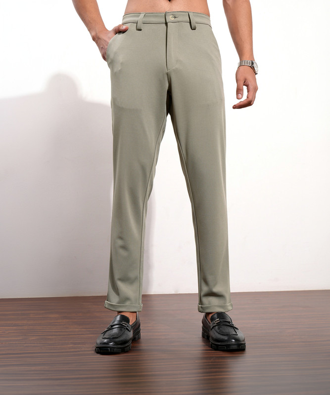 HIGHLANDER Knitted Slim Fit Men Green Trousers
