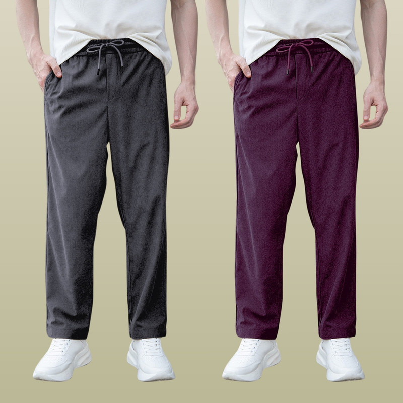 GIBBONTE Relaxed Men Grey, Multicolor Trousers