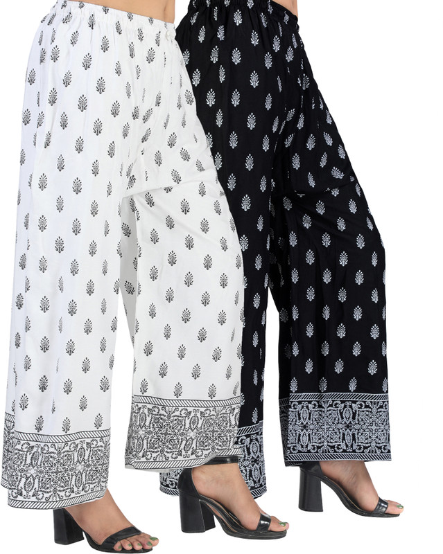 4K FASHION Relaxed Women White, Black Trousers