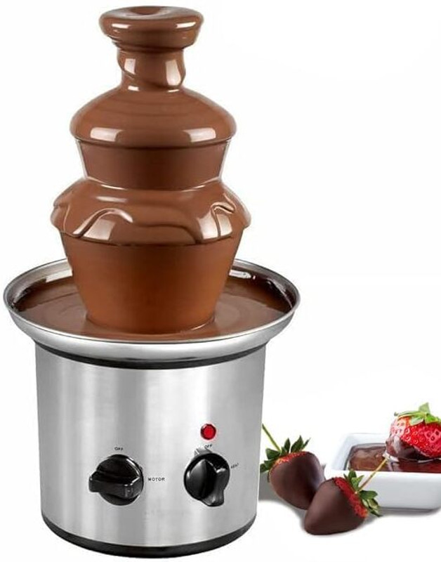 PAUL SONS Chocolate Fountain | 170 watts | 2 Tier and Durable Stainless Steel Fondue Truffle Chocolate Shaver(38 cm)