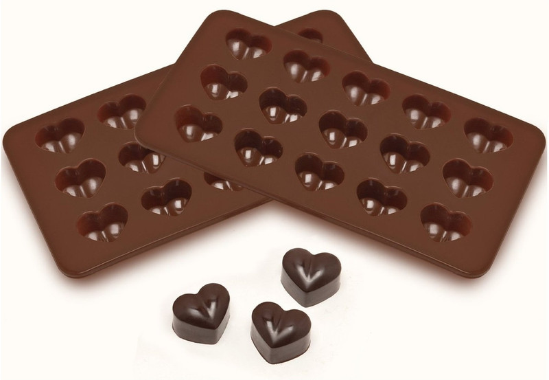 Inditradition Silicone Chocolate Making Mould, Heart Shape, 15 Slots, Food Grade, Brown Truffle Chocolate Shaver(20 cm)