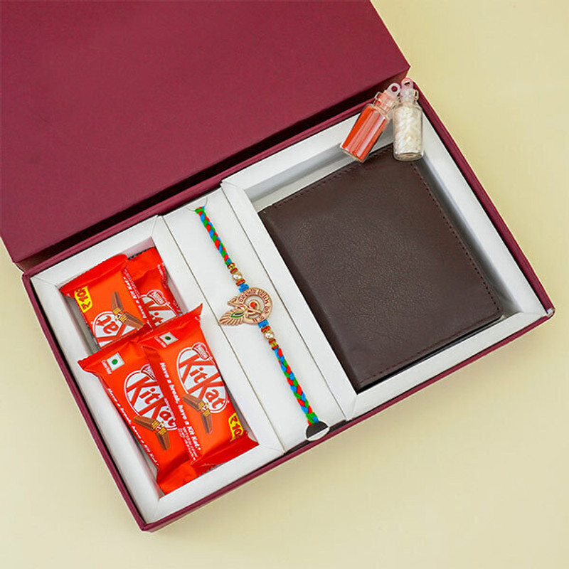 Primo Sacred Rakhi with Wallet N Chocolates in Box Truffle Chocolate Shaver(16 cm)