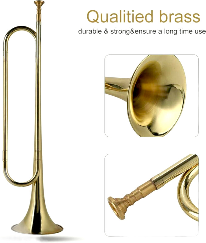 Mayur Musical Kids Brass Bugle Trumpet - Durable Musical Instrument for Learning Children's Trumpet Bugle - Perfect for School Bands & Beginners Bb Trumpet(Polished)