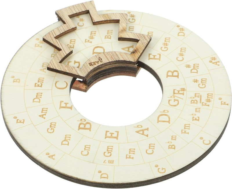 amiciSound Circle of Fifth Wheel for Music Theory Reference, Wooden Melody Tool Manual Analog Tuner(Chromatic: No, Brown)