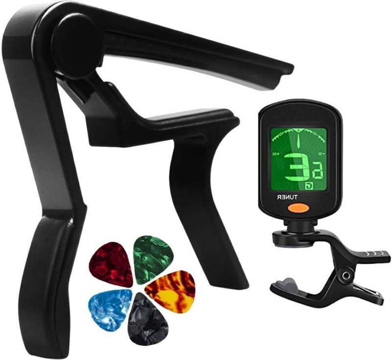Urban Infotech Guitar Tuner 360 degree Digital Tuner Easy to Clip-on Tuner + Picks Automatic Digital Tuner(Chromatic: Yes, Multicolor)