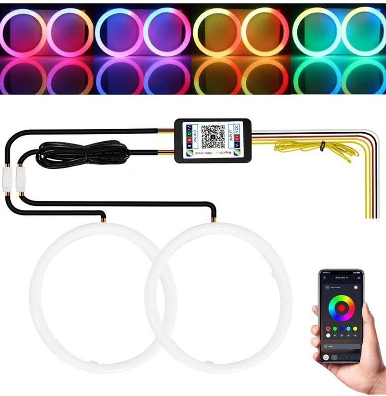 Auto MT 95MM Multicolor RGB COB Ring Universal LED DRL Daytime Running-Light Angle Eye. Turbo Charger