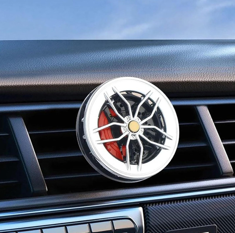 Auto MT SILVER Alloy Wheel AC Vent Clips Freshener hub Air Outlet Car Diffuser Vent. Car Flywheel
