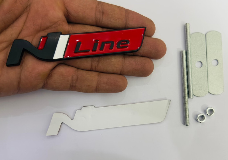 Auto MT N-LINE BLACK RED Metal (11cmx2cm) Sticker Car&Bike Logo Emblem 3D Badge. Turbo Charger